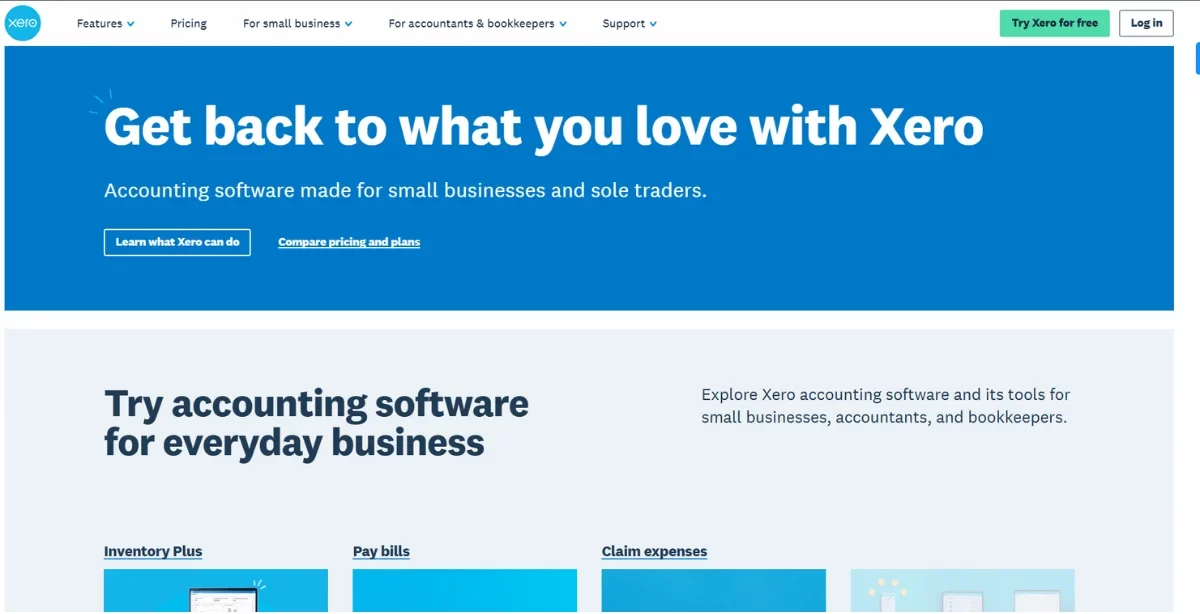 Xero Homepage