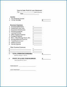 year to date profit and loss statement